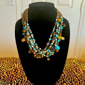 Polished stones and crystals necklace